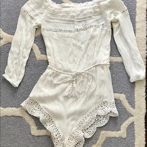 White romper long sleeve off the shoulders